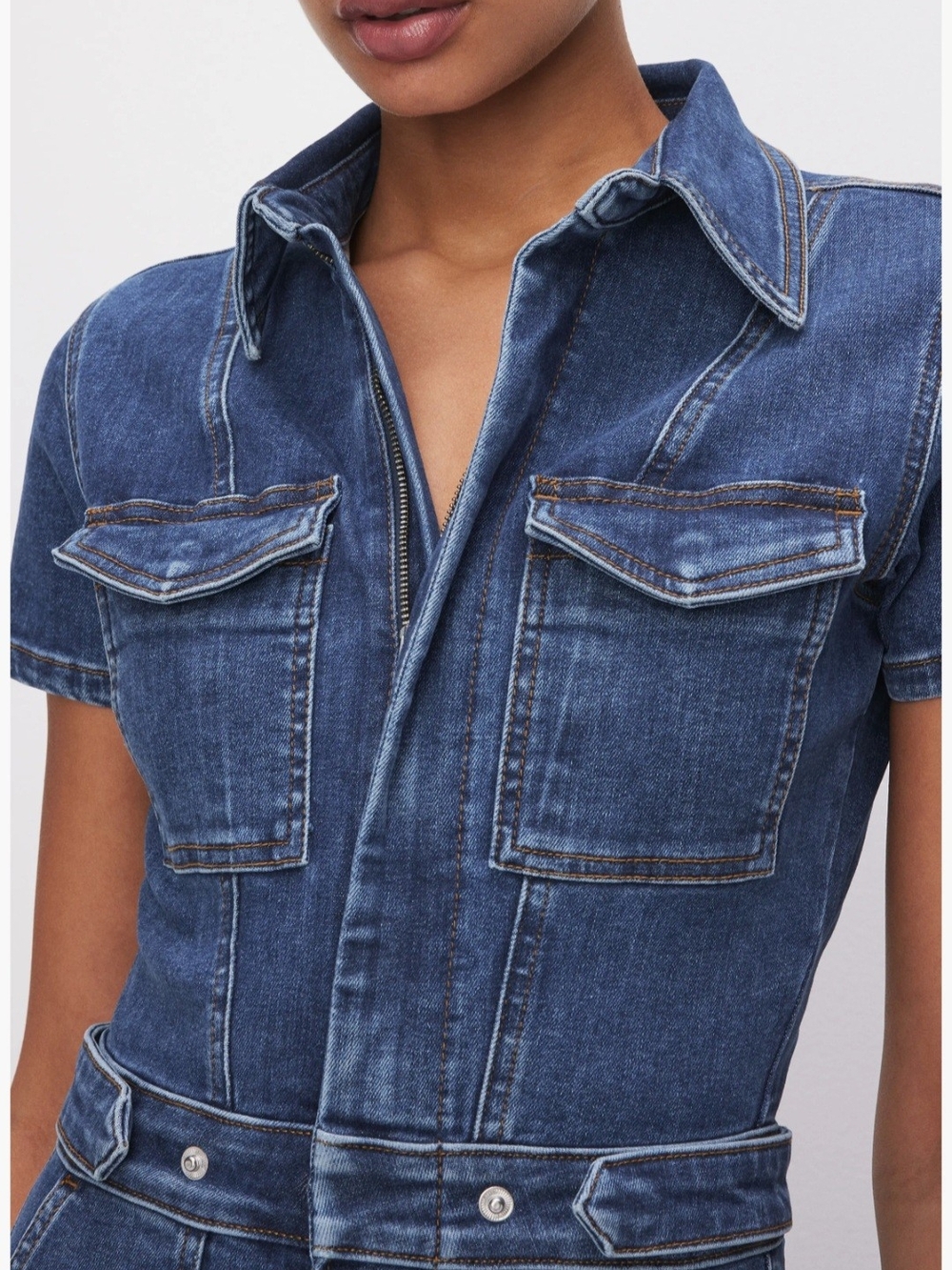 Good American NWT $199 Denim Utility Jumpsuit Indigo Wash Size Medium - Picture 3 of 12
